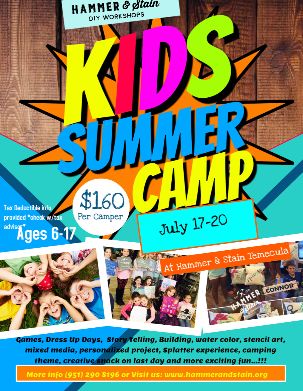 Summer Kids Camp 2023 July 17-20 10-12:15pm