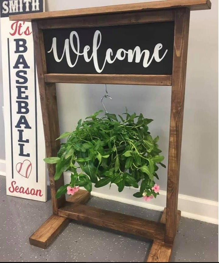 welcome sign plant hanger Hanging Plant Stand – Hammer and Stain