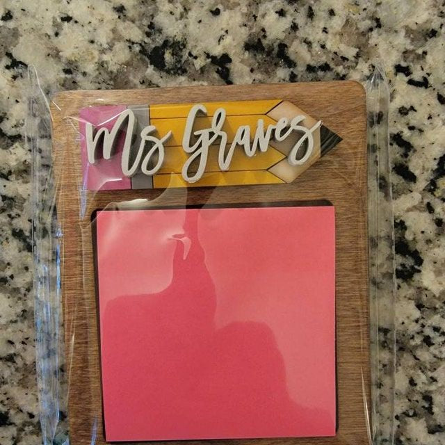 Personalized Teacher Sticky Note Holder - Christmas Gift For Teacher