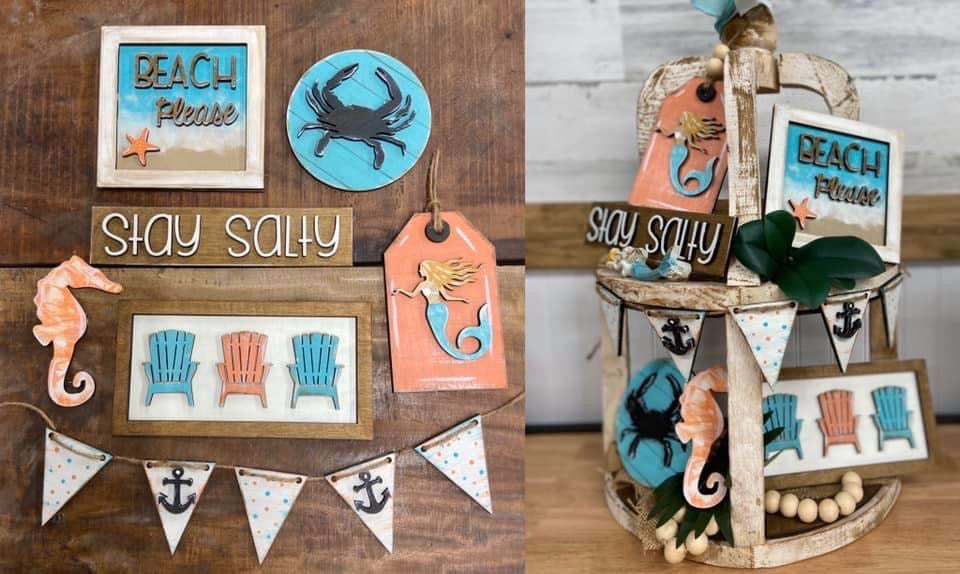 Tiered Tray Signs Beach