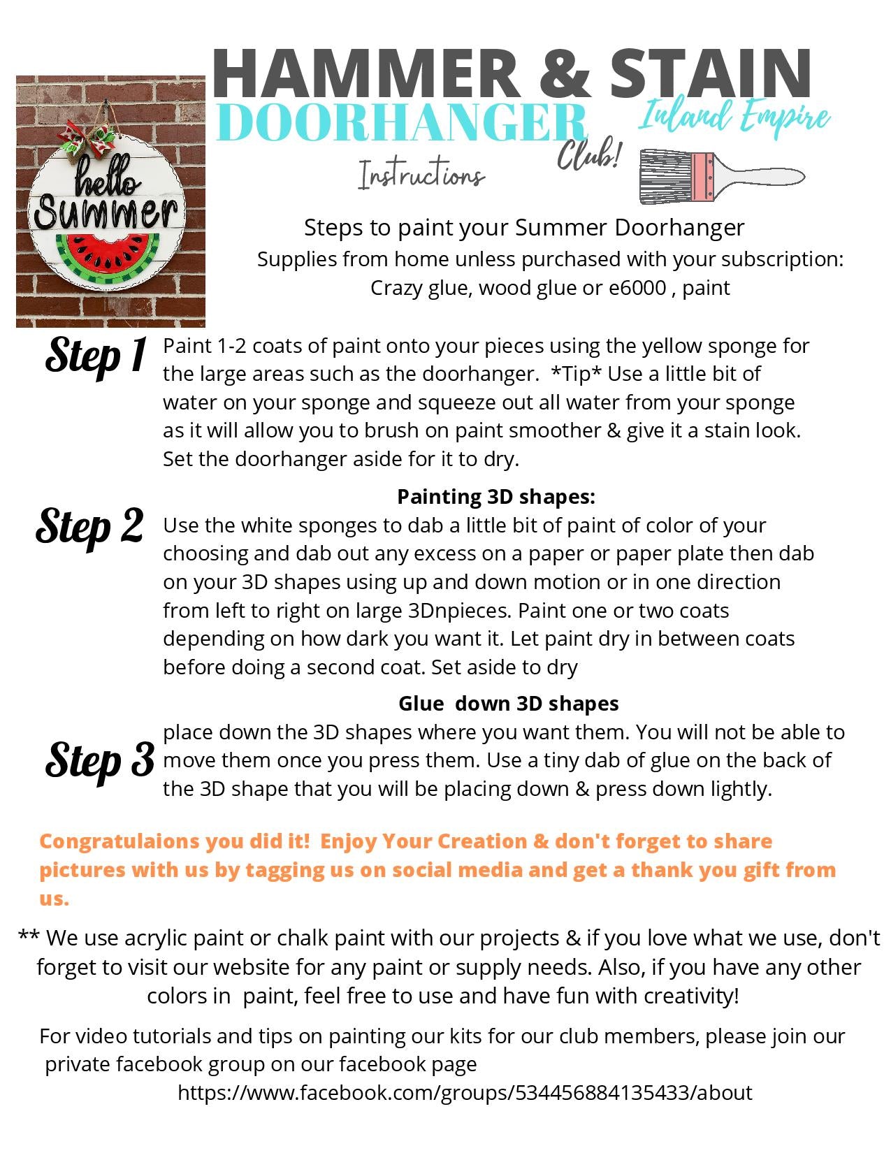 Summer Doorhanger Seasonal Box Instructions